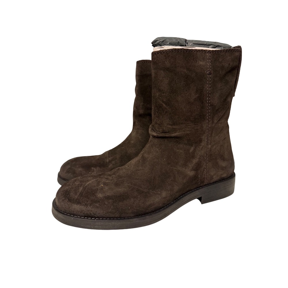 Zara Brown Split Leather Suede Ankle Boots Side Zip Flat 1134/610/700 Mens 9